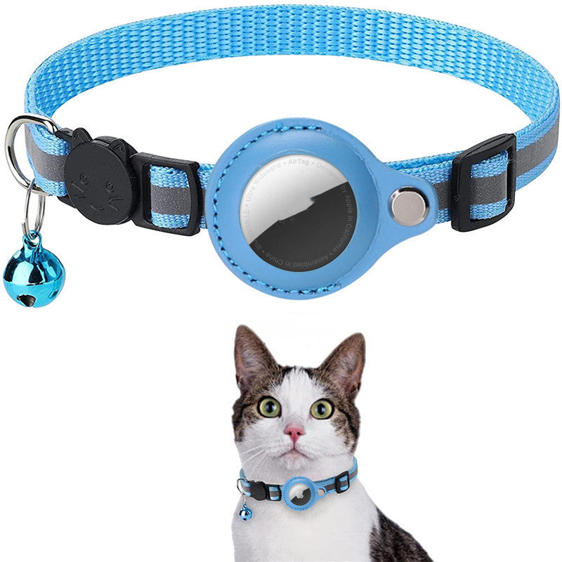 Reflective Waterproof Pet Collar with AirTag Holder – Durable Nylon for Dogs & Cats