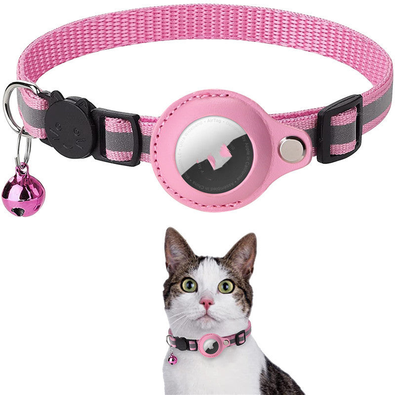 Reflective Waterproof Pet Collar with AirTag Holder – Durable Nylon for Dogs & Cats