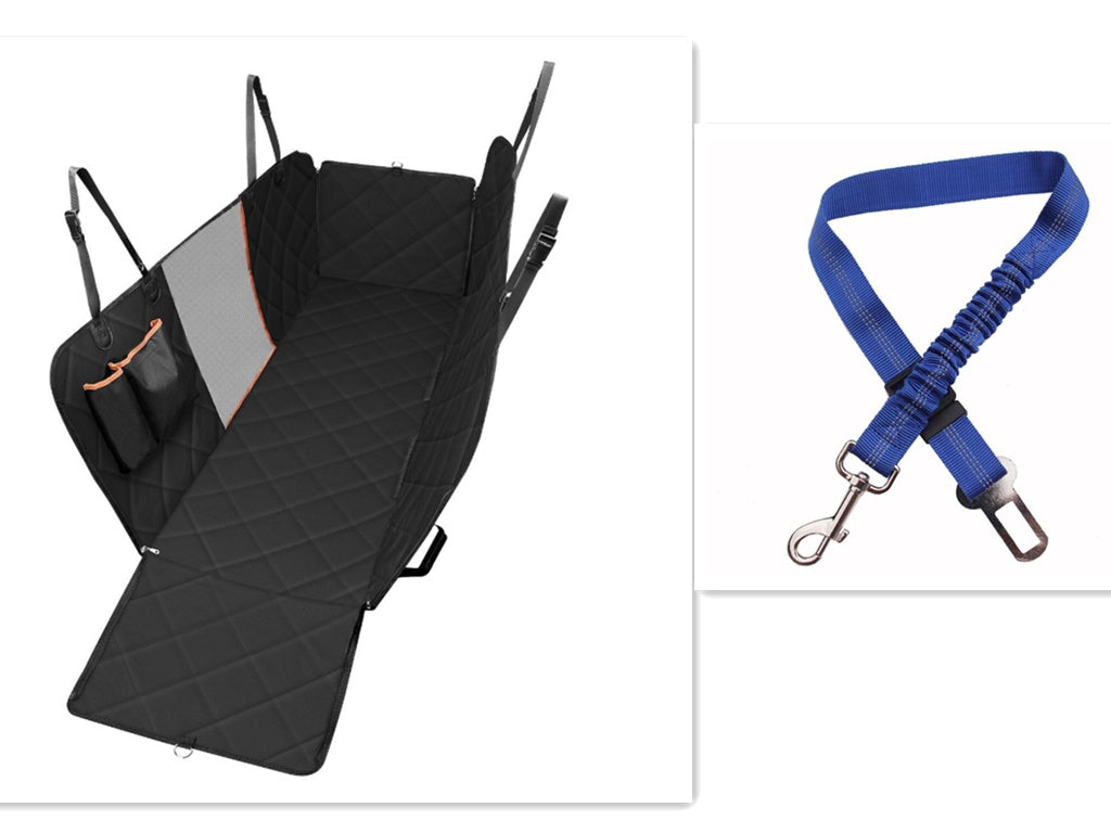 Dog Car Seat Cover with Mesh Window, Hammock Design & Storage Pocket