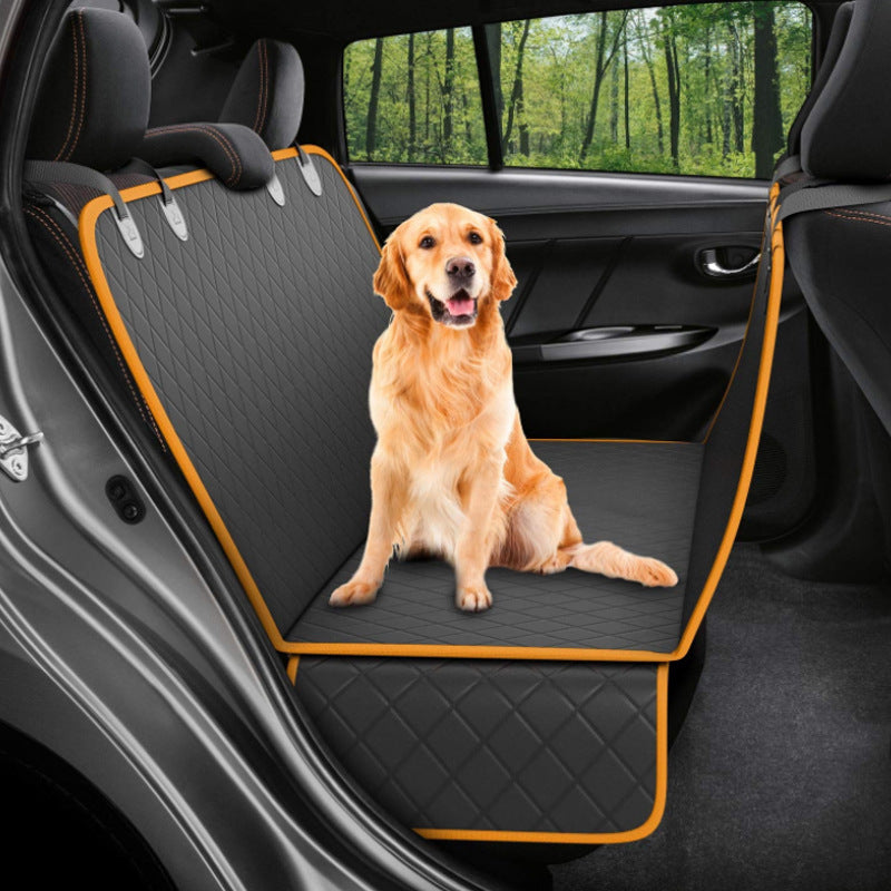 Dog Car Seat Cover with Mesh Window, Hammock Design & Storage Pocket