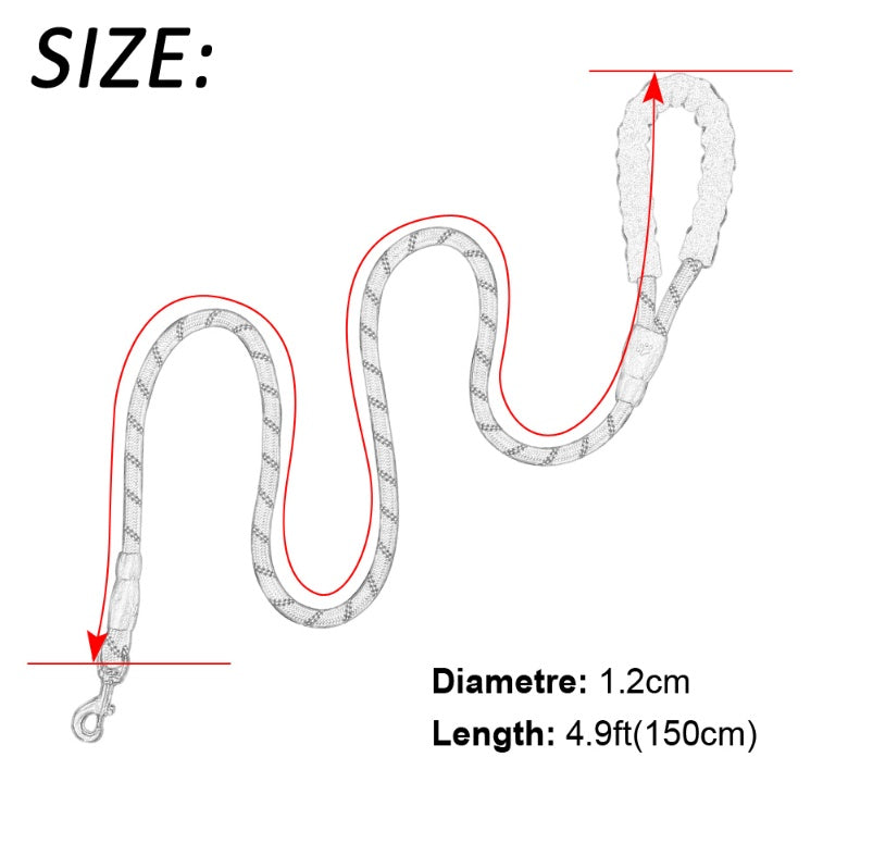 Reflective Nylon Dog Leash – Durable Rope for Small, Medium & Large Dogs