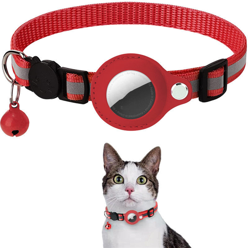 Reflective Waterproof Pet Collar with AirTag Holder – Durable Nylon for Dogs & Cats