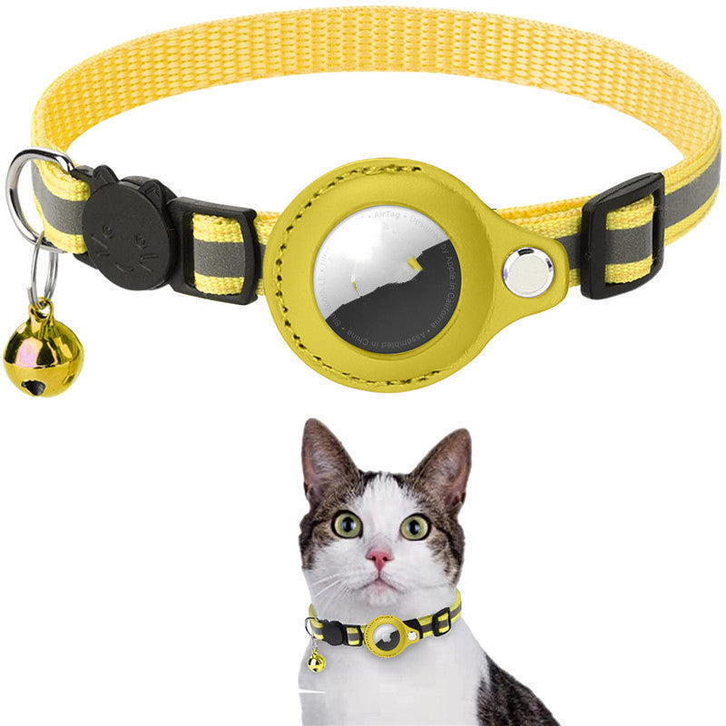 Reflective Waterproof Pet Collar with AirTag Holder – Durable Nylon for Dogs & Cats