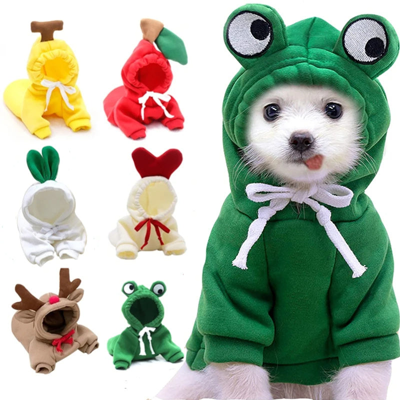 Cute Fruit Dog Hoodie – Warm Fleece Winter Clothes for Small Dogs & Cats