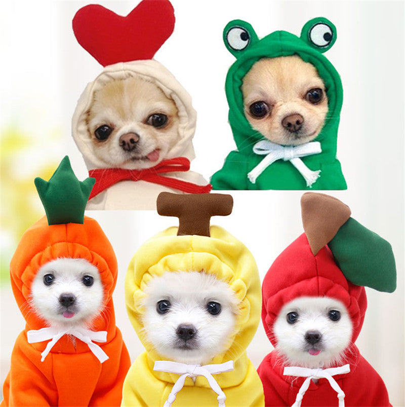 Cute Fruit Dog Hoodie – Warm Fleece Winter Clothes for Small Dogs & Cats