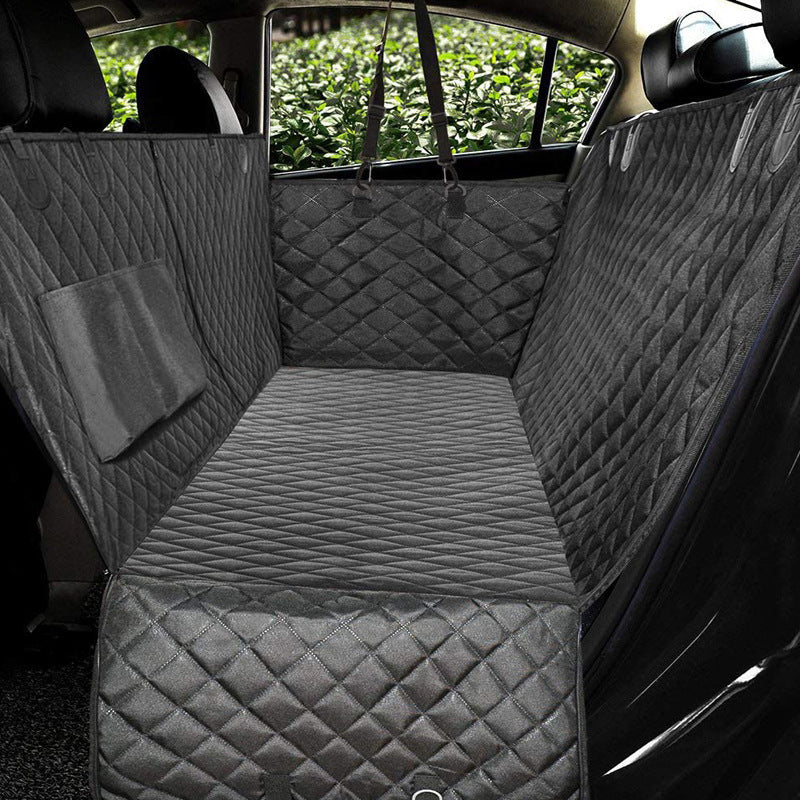 Dog Car Seat Cover with Mesh Window, Hammock Design & Storage Pocket