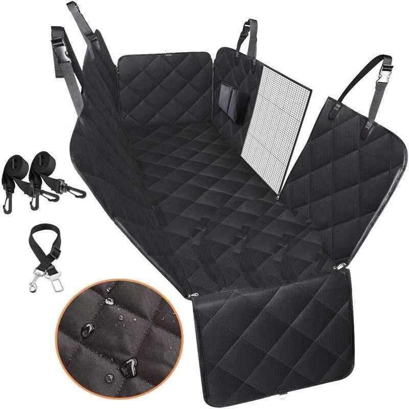 Dog Car Seat Cover with Mesh Window, Hammock Design & Storage Pocket