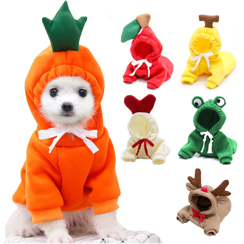 Cute Fruit Dog Hoodie – Warm Fleece Winter Clothes for Small Dogs & Cats