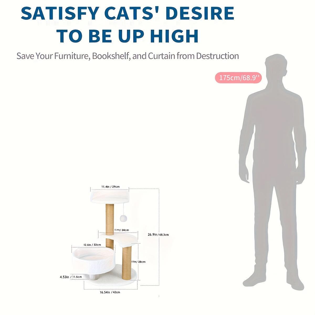 Multi-Layer Cat Tree with Scratching Post & Interactive Ball Toy