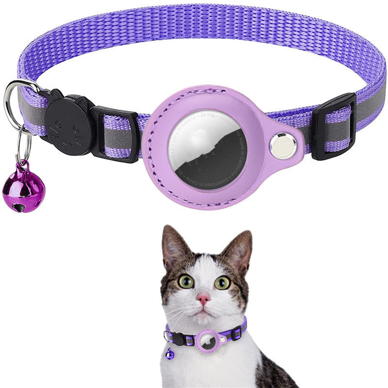 Reflective Waterproof Pet Collar with AirTag Holder – Durable Nylon for Dogs & Cats